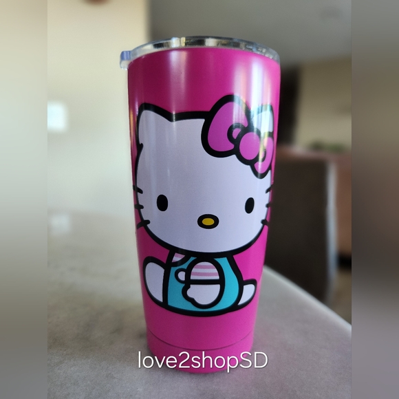 Hello Kitty Face Pink Bow Stainless Steel Metal Tumbler NWT Sanrio - Picture 1 of 3